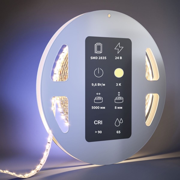Светодиодная влагозащищенная лента Maytoni 9,6W/m 120LED/m 2835SMD теплый белый 5M 201042