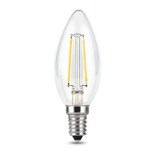 Лампа светодиодная филаментная Gauss E14 5W 2700К прозрачная 103801105