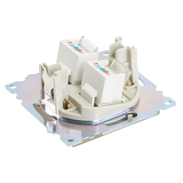Розетка компьютерная 2-местная RJ-45 (механизм) Stekker GLS00-7109-08 Катрин, золото 50009