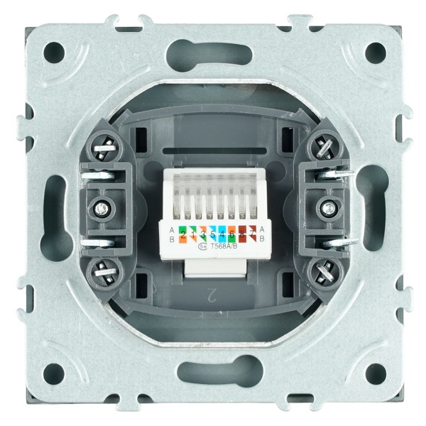 Розетка компьютерная 1-местная RJ-45 (механизм), Stekker Эмили, RST00-5117-09, антрацит, soft touch 49925