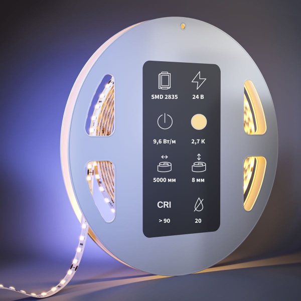 Светодиодная лента Maytoni 9,6W/m 128LED/m 2835SMD теплый белый 5M 201096