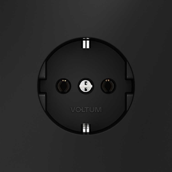 Розетка встраиваемая Voltum S70 с заземлением 16А, (черный матовый) VLS040108