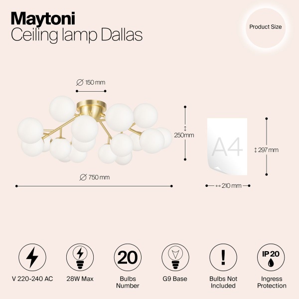 Потолочная люстра Maytoni Dallas MOD545CL-20BS