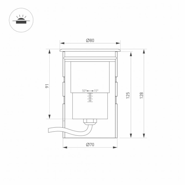 Ландшафтный светодиодный светильник Arlight ART-Ground-Zoom-R80-8W Warm3000 028065