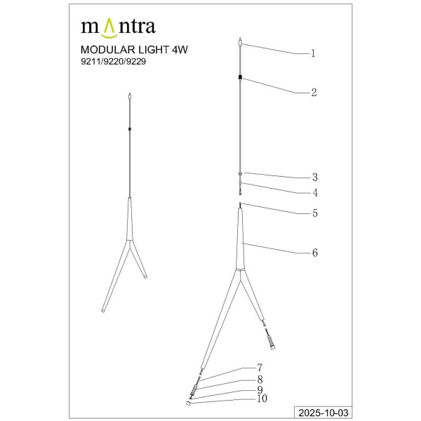 Подвесной модульный светильник без основания Mantra Arrecife 9211
