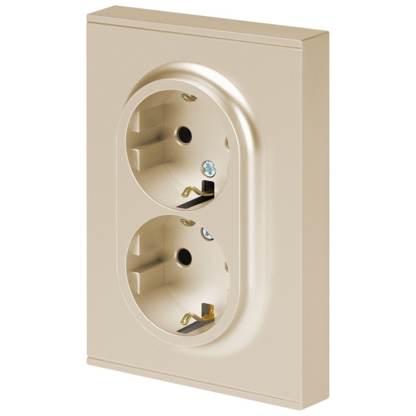 Розетка ЭРА Arktik 16-2105-04 двойная с заземлением 2X2P+E Schuko со шторками 16А-250В шампань Б0070457