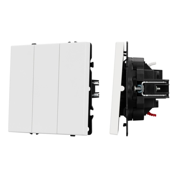 Механизм выключателя трехклавишный непроходной SWT-NOBE-MK03-SFPL-WH (230V, 10A) Arlight 061801