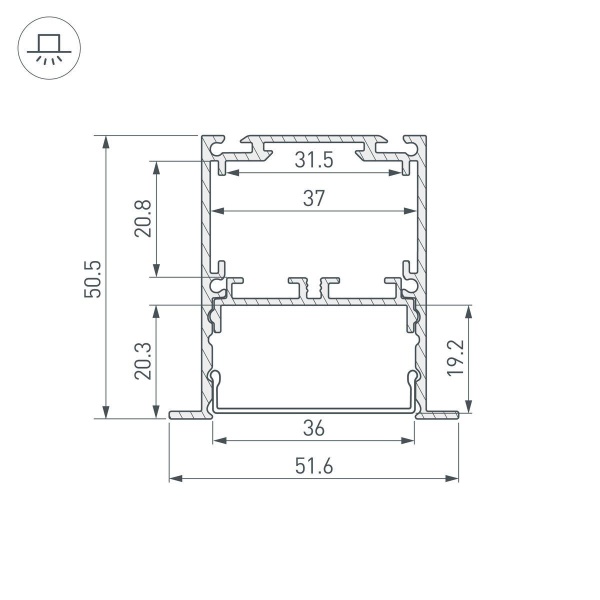 Профиль встраиваемый Arlight SL-Linia52-3L-F-2000 Anod Black 044685