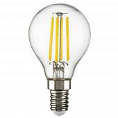 Лампа светодиодная филаментная E14 6W 2800K шар прозрачный 933802