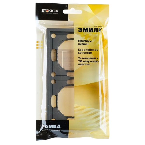 Рамка Stekker, PFR00-5002-09 2-местная Эмили, антрацит, soft touch 49937
