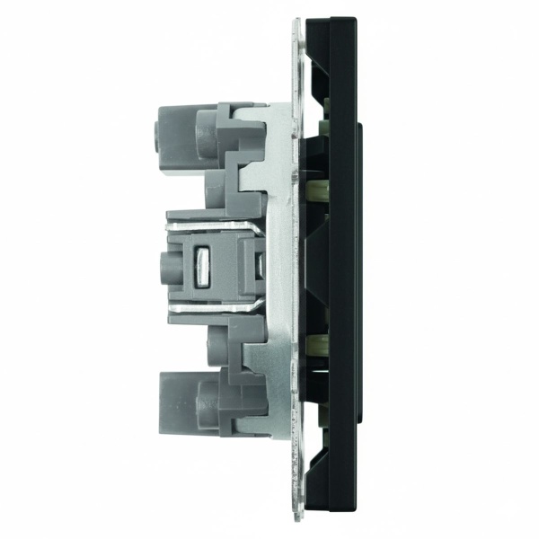 Розетка TV + компьютерная RJ-45 (механизм), STEKKER, RST00-5106-05, серия Эмили, черный уголь, soft touch 49846