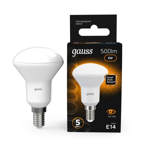 Лампа светодиодная рефлекторная Gauss E14 6W 3000K матовая 106001106