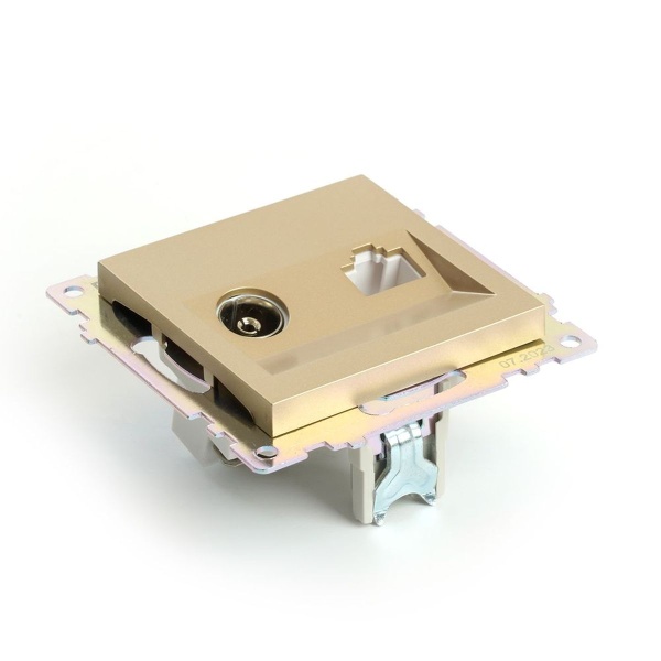Розетка телевизионная TV + компьютерная RJ-45 Stekker Катрин золото GLS00-7106-08 49230
