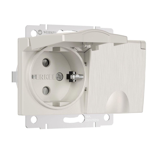 Розетка двойная влагозащищенная с заземлением с защитной крышкой и шторками Werkel перламутровый рифленый W1172213 4690389178122 Розетка двойная влагозащищенная с заземлением с защитной крышкой и шторками Werkel перламутровый рифленый W1172213 4690389178122