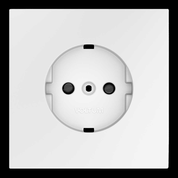 Накладка для розетки с заземлением и защитными шторками S70 (белый матовый) Voltum VLS000702