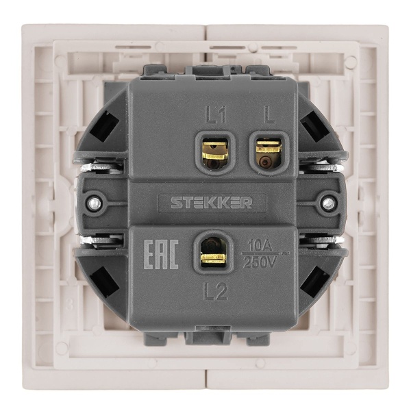 Переключатель 1-клавишный (механизм), Stekker, 250В, 10A Мия, RSW10-3105-08, пудровый жемчуг 50477