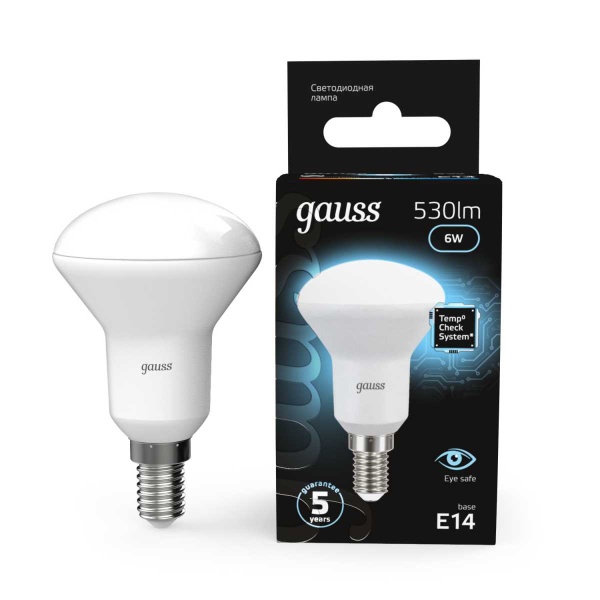 Лампа светодиодная рефлекторная Gauss E14 6W 4100K матовая 106001206