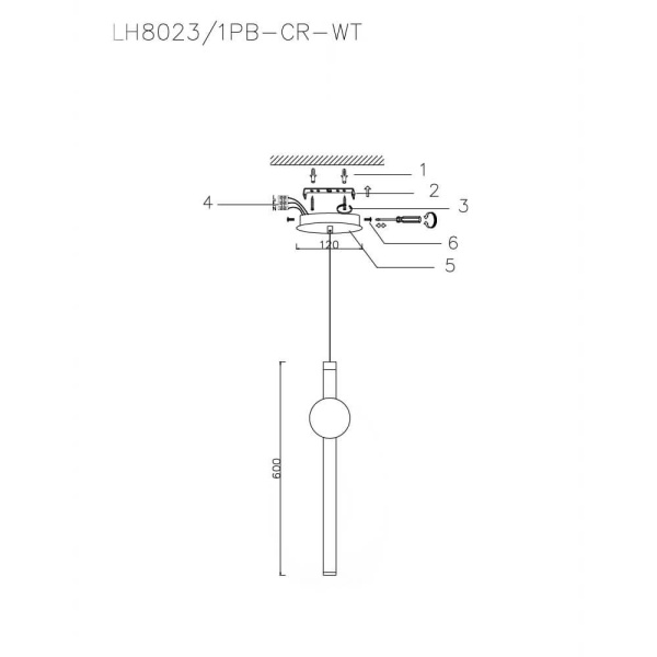 Подвесной светодиодный светильник Lumien Hall Greniya LH8023/1PB-CR-WT
