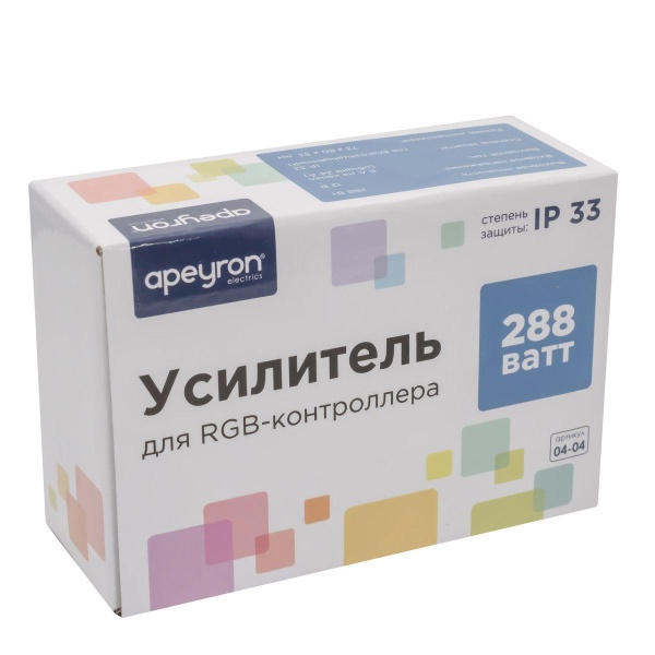 Усилитель RGB Apeyron 12/24V 04-04(288) Усилитель RGB Apeyron 12/24V 04-04(288)