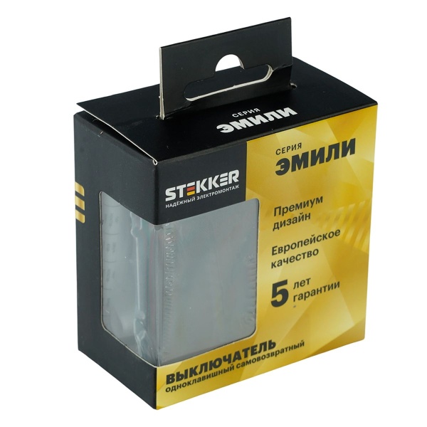 Выключатель 1-кл.самовозвр. (механизм), Stekker, 250В, 10А Эмили, RSW10-5112-09, антрацит, soft touch 50366