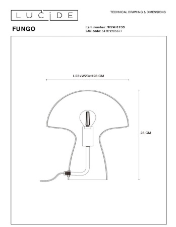 Настольная лампа Lucide Fungo 10514/01/53