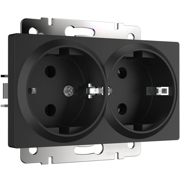 Розетка Werkel двойная с заземлением черный матовый W1172008 4690389156922 Розетка Werkel двойная с заземлением черный матовый W1172008 4690389156922