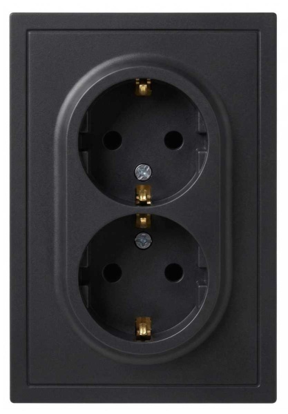 Розетка ЭРА Galaxy 15-2104-05 с заземлением двойная 2X2P+E Schuko 16А-250В IP20 антрацит Б0070685