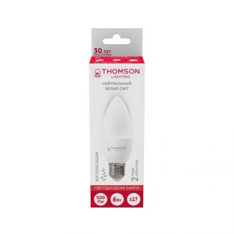 Лампа светодиодная Thomson E27 6W 4000K свеча матовая TH-B2358