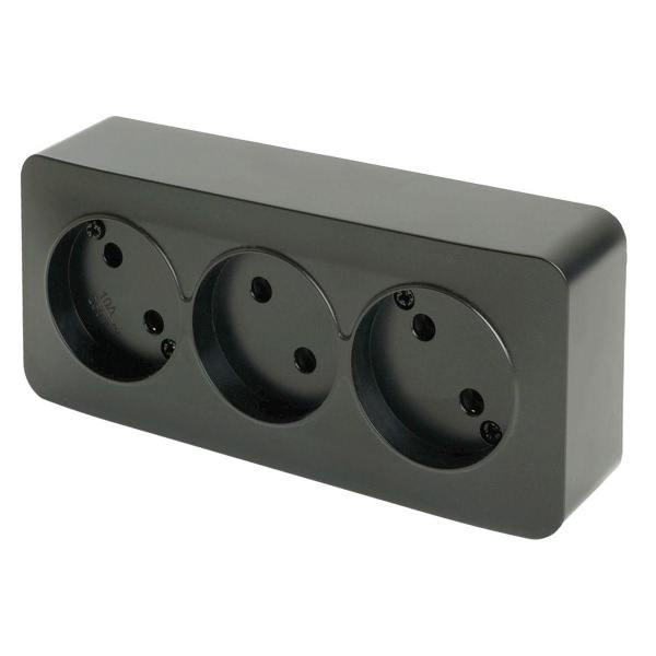 Розетка тройная 2P Stekker София черный матовый MST10-13-05 49500