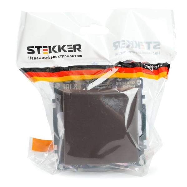 Розетка однаместная с защитной шторкой Stekker Катрин шоколад GLS16-7112-04 49029