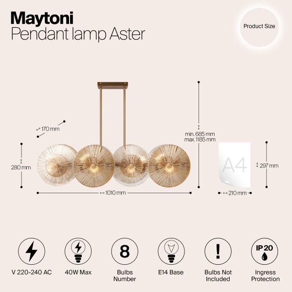 Подвесной светильник Maytoni Aster MOD007PL-08G1
