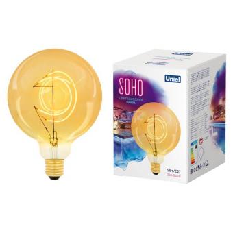 Лампа светодиодная филаментная (UL-00007625) Uniel E27 5W 2250K золотая LED-SF02-5W/SOHO/E27/CW GOLDEN GLS77GO