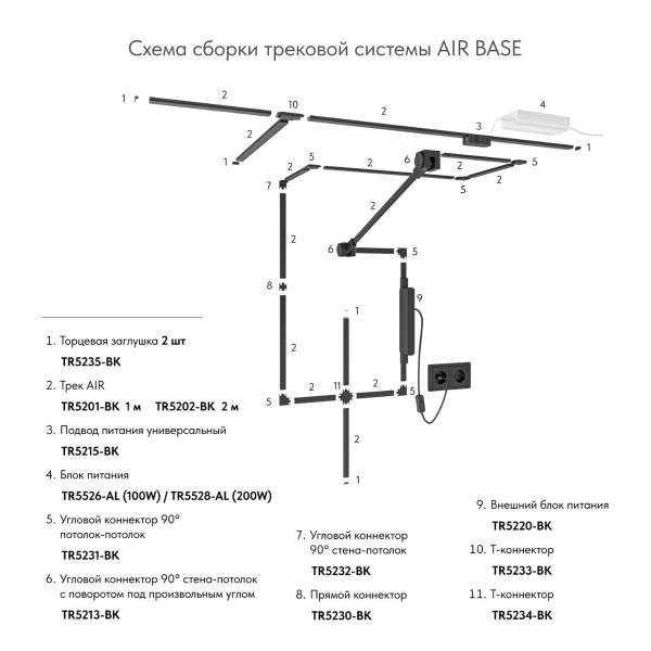 Шинопровод Denkirs Air Base TR5202-BK