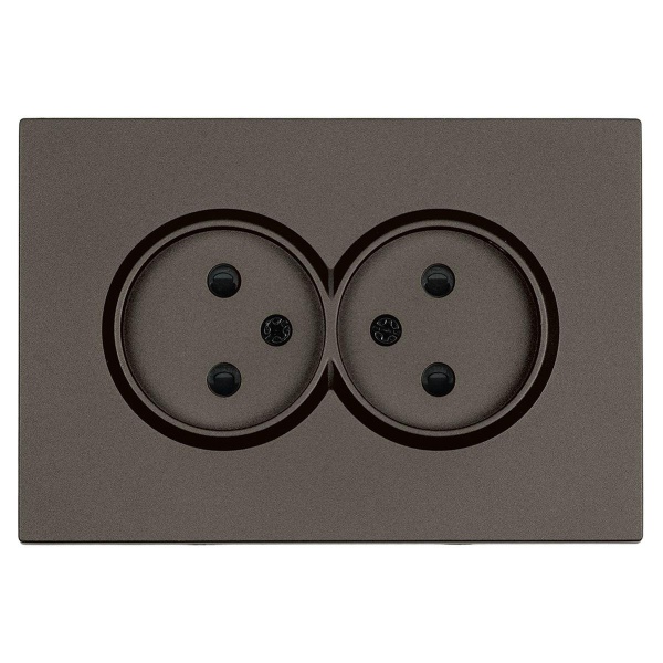 Розетка 2-местная с защитной шторкой, Stekker, б/з, 250В, 16А Эмили, RST10-5116-09, антрацит, soft touch 49929