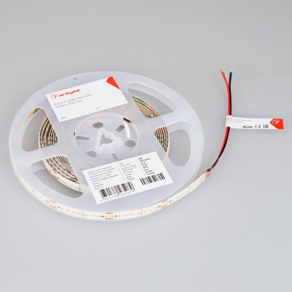 Светодиодная лента Arlight 12W/m 80Led/m 2835SMD дневной белый 5M UL-A180-10mm 24V Day5000 044512