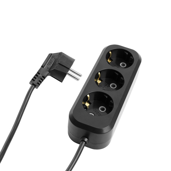 Удлинитель 3-местный с/з Stekker, HM01-30-05, 5м, 3x0,75 Home (У10-002), черный 50420