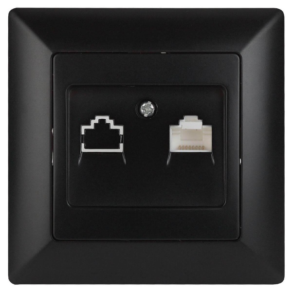 Розетка компьютерная RJ45 ЭРА Intro Solo антрацит 4-303-05 Б0043386 Розетка компьютерная RJ45 ЭРА Intro Solo антрацит 4-303-05 Б0043386