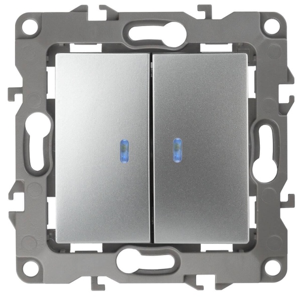 Выключатель двухклавишный с подсветкой ЭРА 12 10AX 250V 12-1105-03 Б0014659 Выключатель двухклавишный с подсветкой ЭРА 12 10AX 250V 12-1105-03 Б0014659