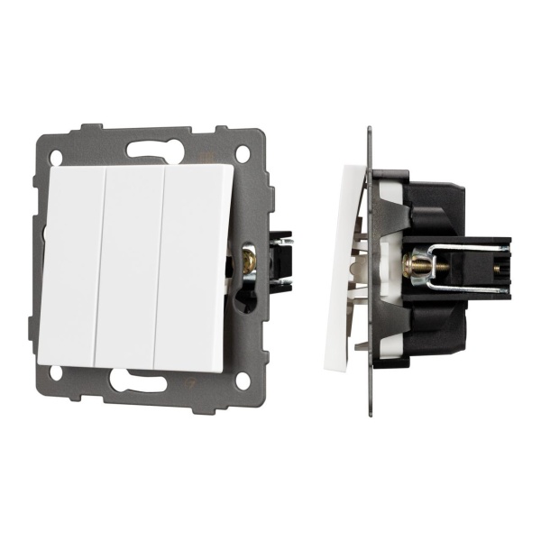 Механизм выключателя трехклавишный непроходной SWT-MK03-PL-WH-V (250V, 10A) Arlight 049896