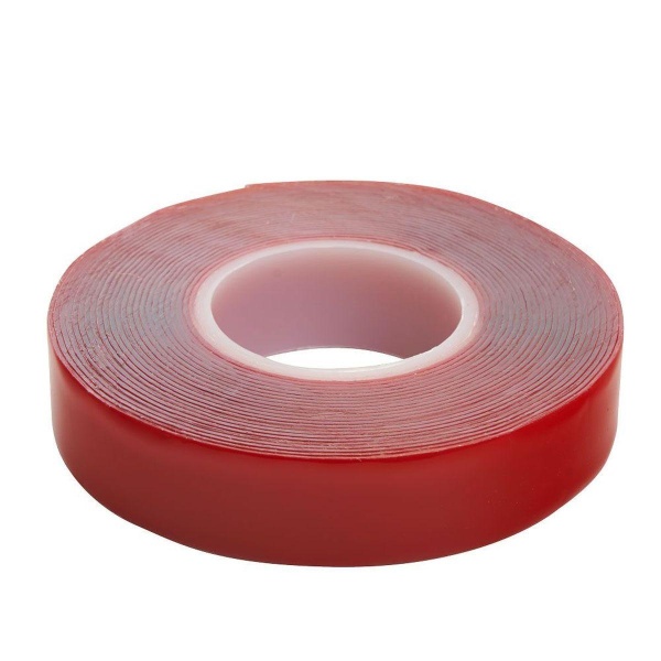 Скотч акриловый двусторонний Stekker INTP5-0818-5 0,8*18 мм,длина 5м, прозрачный, красная подложка 39146