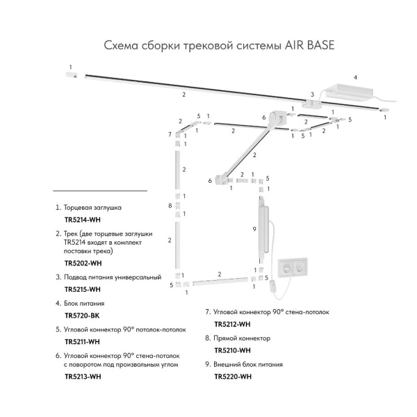 Коннектор L-образный Denkirs Air Base TR5212-WH