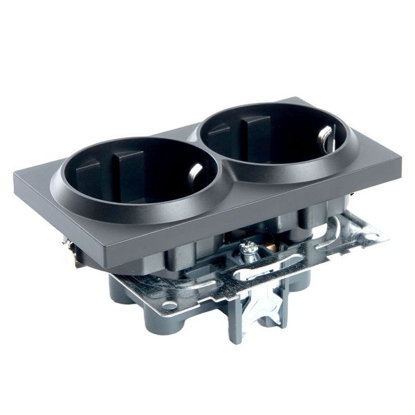 Розетка 2-местная Stekker Катрин GLS16-7114-05 черный 39612