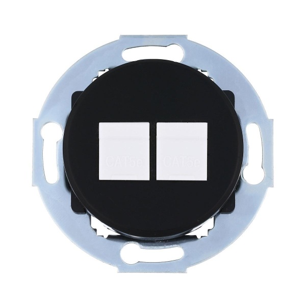 Розетка LK Studio компьютерная 2хRJ-45 кат. 6 с накладкой (черный) Vintage 886408-1