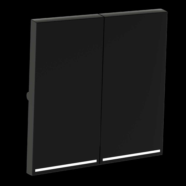 Клавиши для выключателя/переключателя двухклавишного с подсветкой S70 (черный матовый) Voltum VLS000408