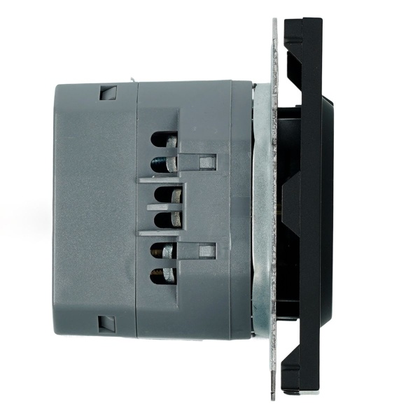 Розетка 1-местная з/ш с/з 16А + USB + Type C (механизм), Stekker, 250В, 20W Эмили, черный уголь, soft-touch, RST16-5119-05 50218