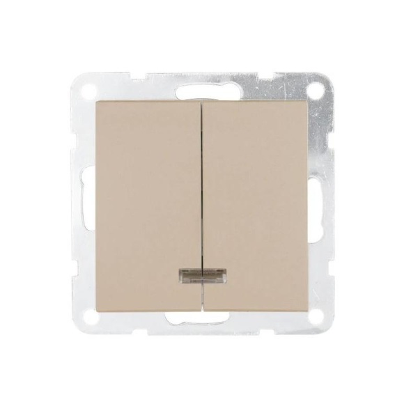 Выключатель двухклавишный LK Studio LK80 c подсветкой шампань 841206-1 Выключатель двухклавишный LK Studio LK80 c подсветкой шампань 841206-1