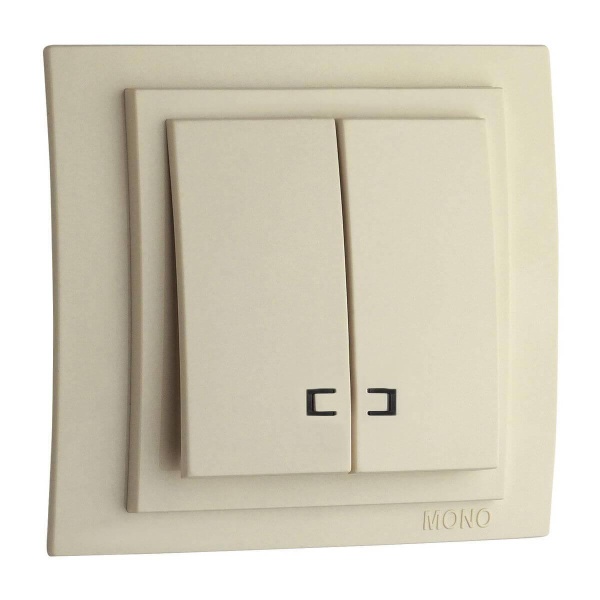 Выключатель Mono Electric Larissa двухклавишный с подсветкой крем 103-171725-103 Выключатель Mono Electric Larissa двухклавишный с подсветкой крем 103-171725-103