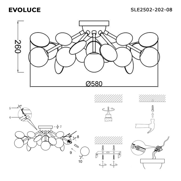 Потолочная люстра Evoluce VOLA SLE2502-202-08
