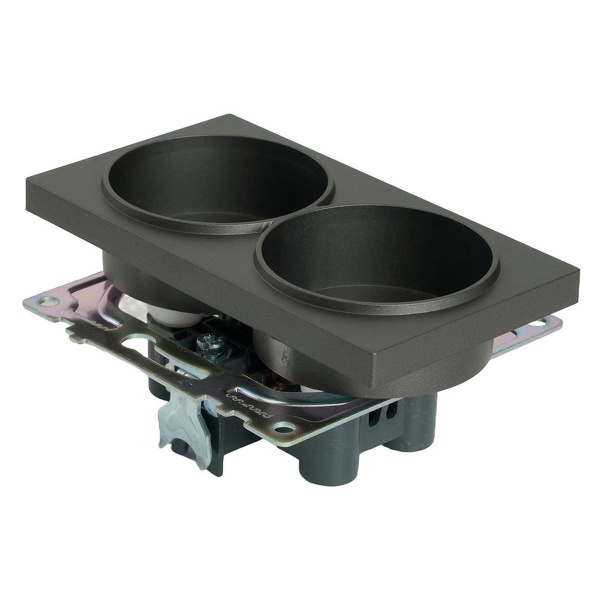 Розетка двойная 2P Stekker Катрин со шторками графит GLS10-7113-06 49421