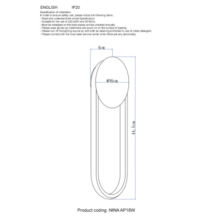 Настенный светодиодный светильник Crystal Lux Nina AP18W Led Brass